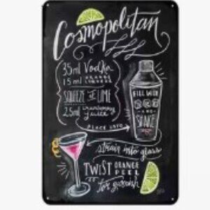 1pc 12"X18" Cocktail Recipes Vintage Tin Sign - COSMOPOLITAN